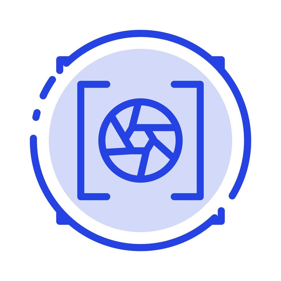 Camera Aperture Lens Photography Blue Dotted Line Line Icon vector