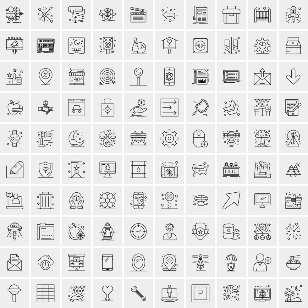 Pack of 100 Universal Line Icons for Mobile and Web vector