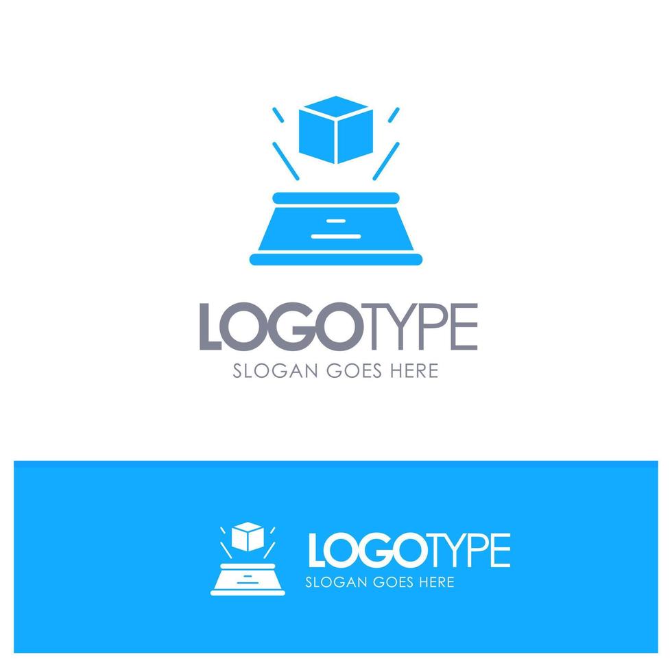 3d Box Hologram Imagination Presentation Blue Solid Logo with place for tagline vector