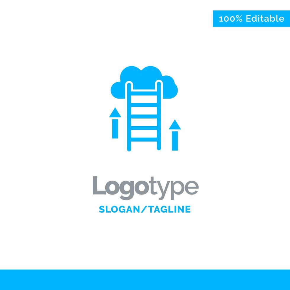 descarga en la nube cargar servidor de datos plantilla de logotipo sólido azul lugar para el eslogan vector