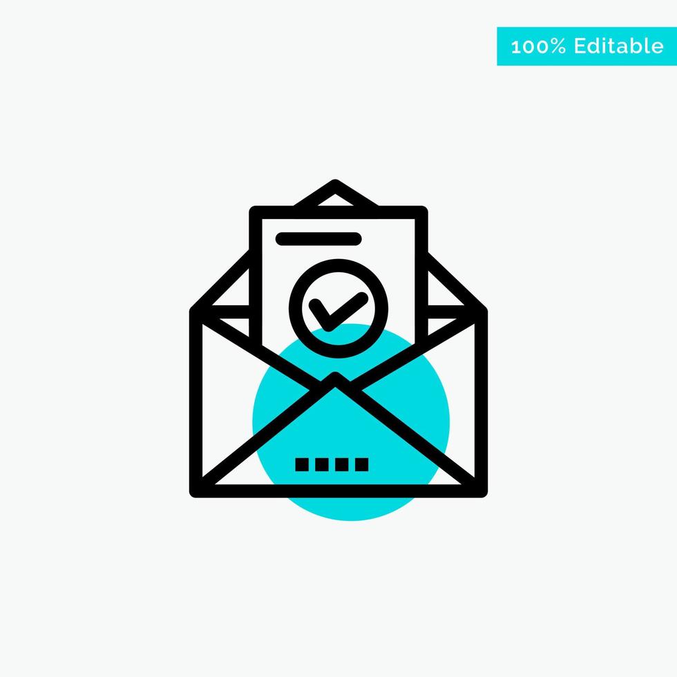 Mail Email Envelope Education turquoise highlight circle point Vector icon