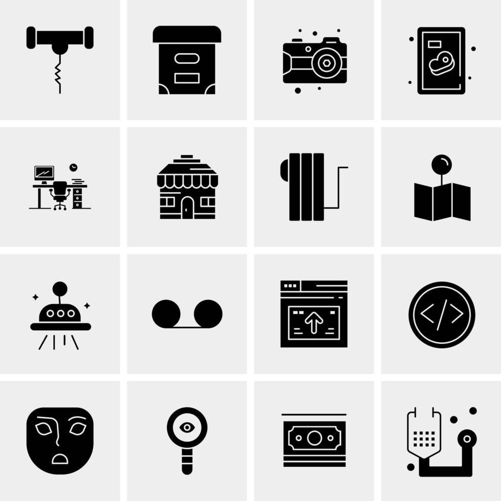 16 iconos de negocios universales vector ilustración de icono creativo para usar en proyectos relacionados con la web y dispositivos móviles