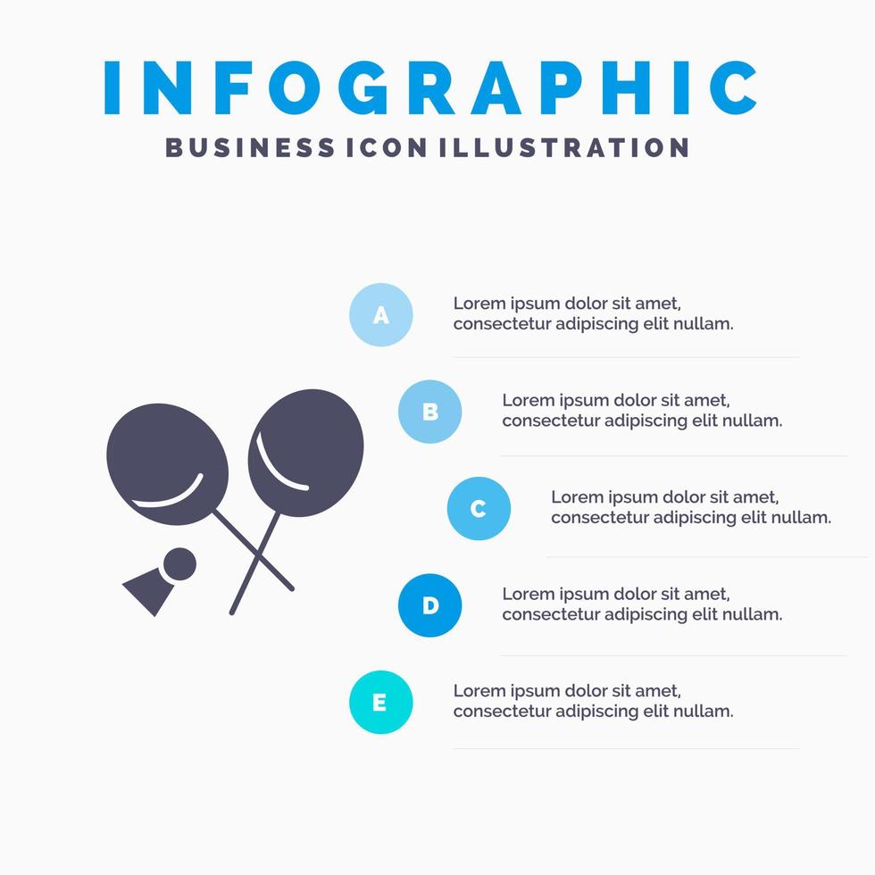 Badminton Racket Sports Spring Solid Icon Infographics 5 Steps Presentation Background vector