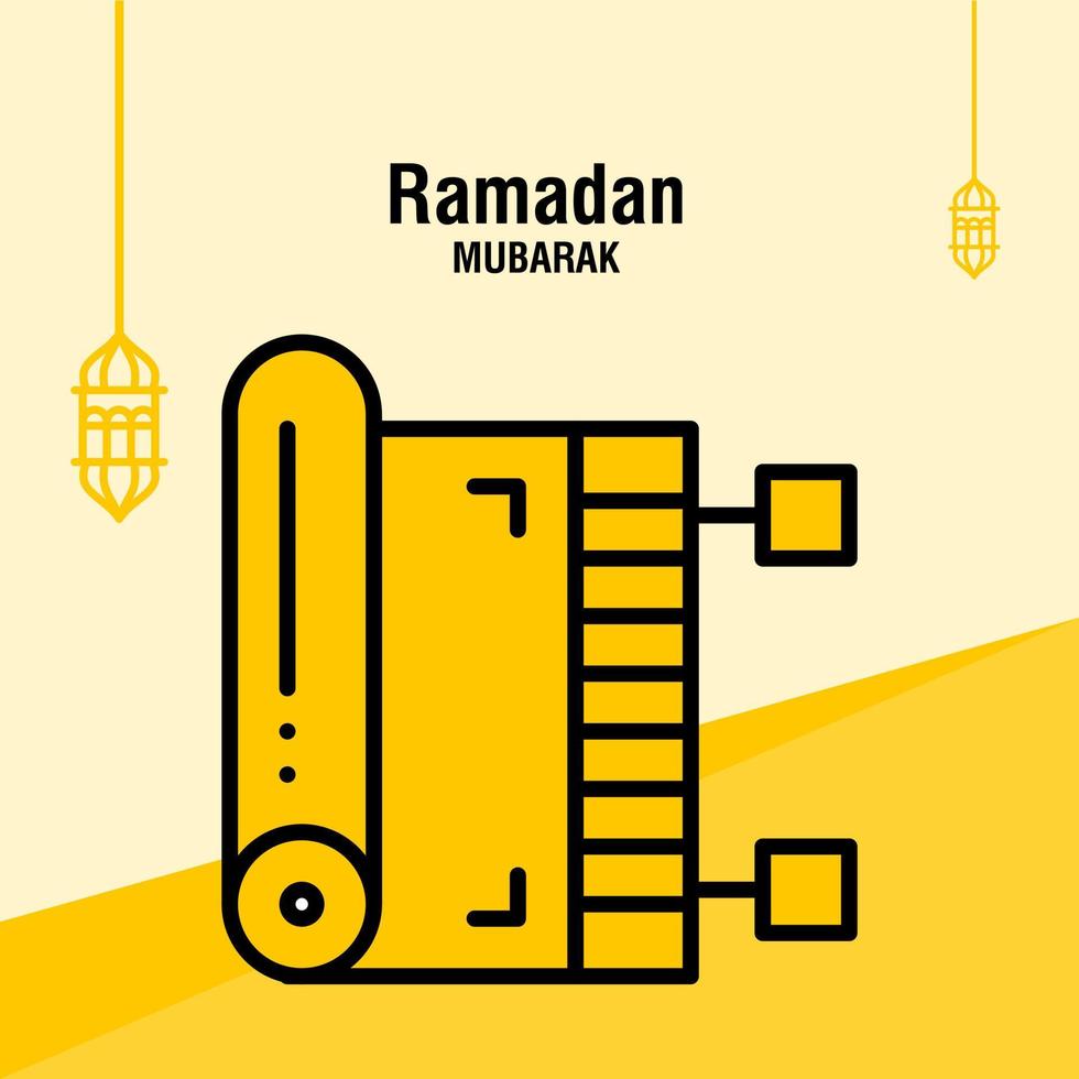 Ramadan kareem greeting template islamic crescent and arabic lantern vector illustration