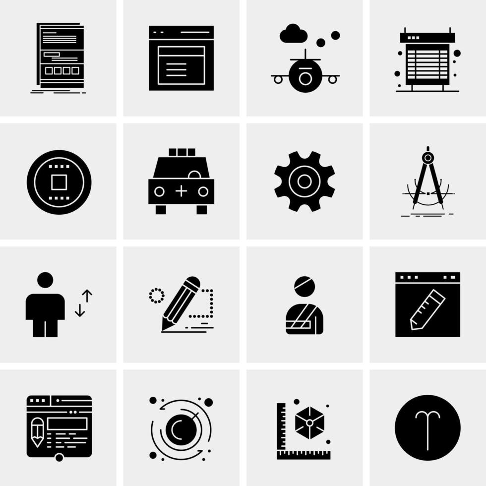 16 iconos de negocios universales vector ilustración de icono creativo para usar en proyectos relacionados con la web y dispositivos móviles