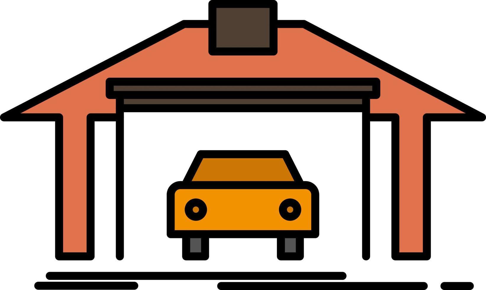 garaje edificio coche construcción color plano icono vector icono banner plantilla
