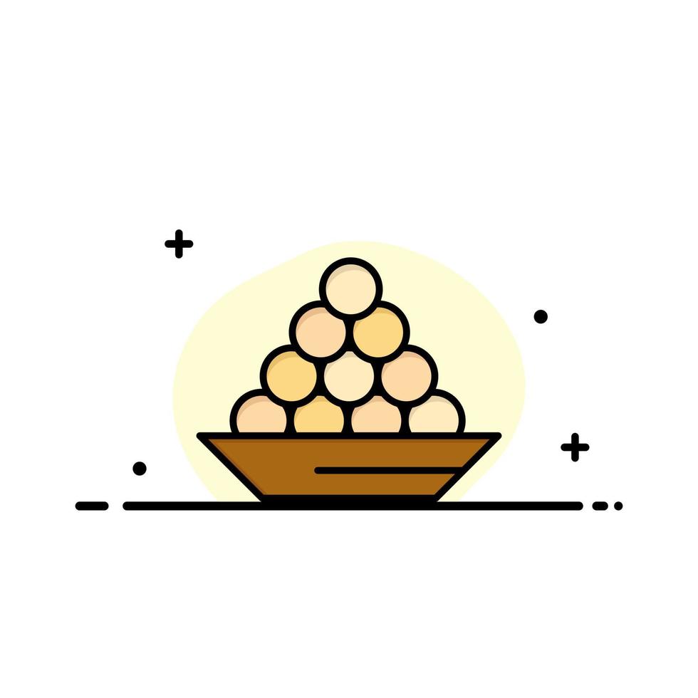 tazón delicadeza postre indio laddu dulce trato negocio línea plana lleno icono vector banner plantilla