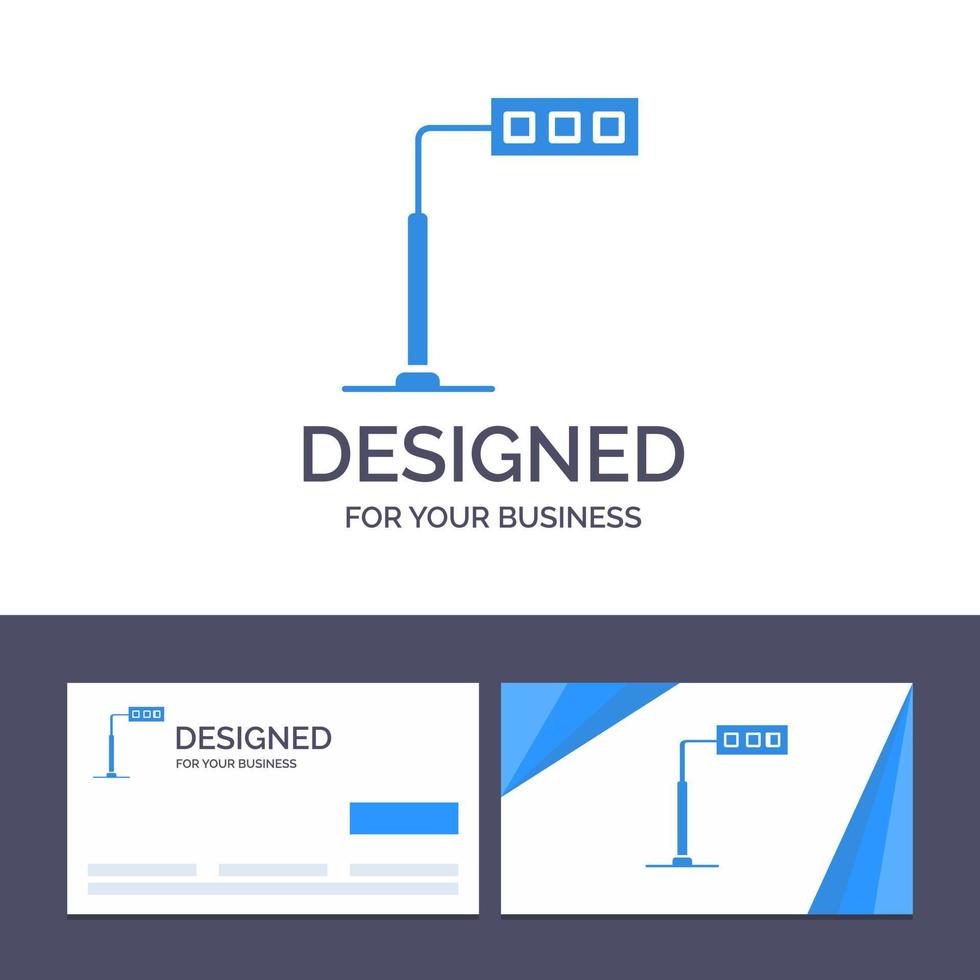 Creative Business Card and Logo template Construction Light Tower Road Vector Illustration