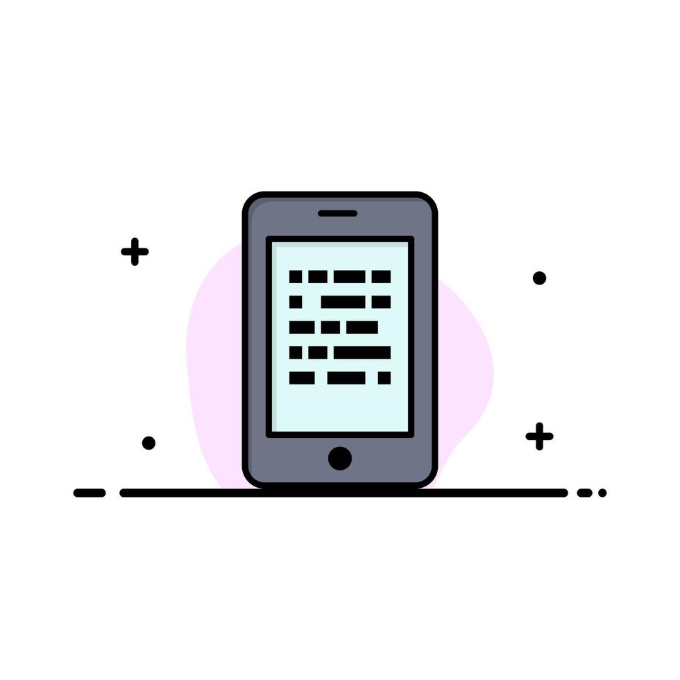 plantilla de banner de vector de icono lleno de línea plana de negocio de aprendizaje electrónico seguro de datos de lectura móvil