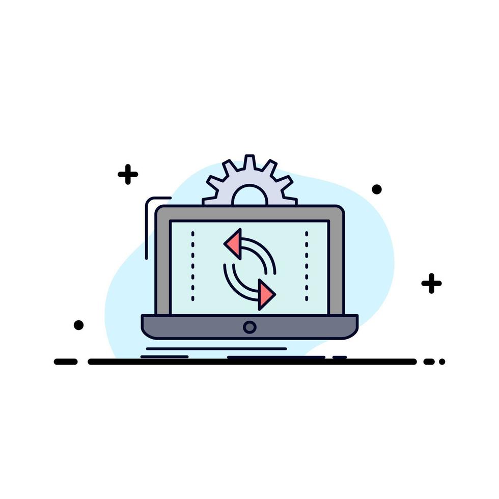 data processing Analysis reporting sync Flat Color Icon Vector