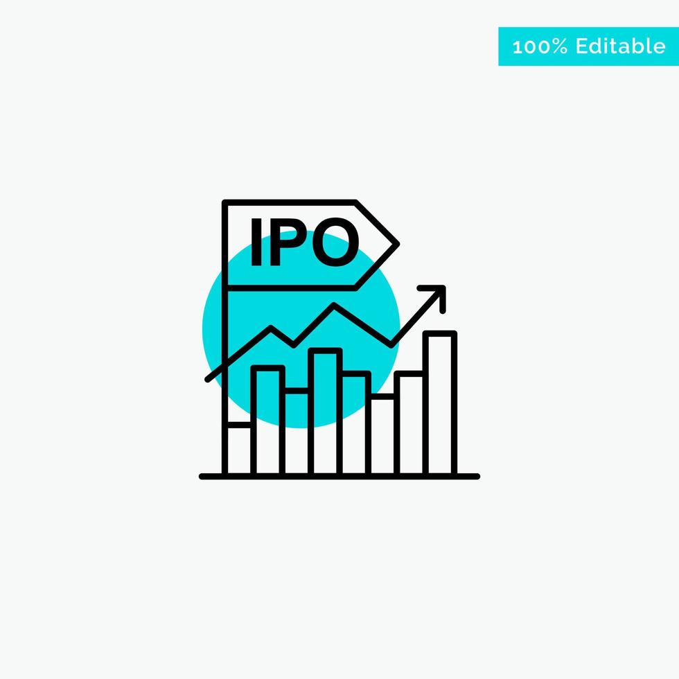 Ipo Business Initial Modern Offer Public turquoise highlight circle point Vector icon