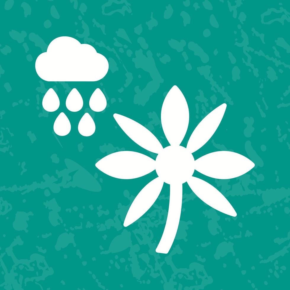 flor con icono de vector de lluvia