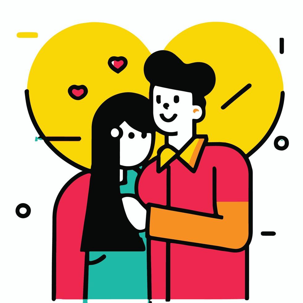 couples in love illustration in flat cartoon icon style vector