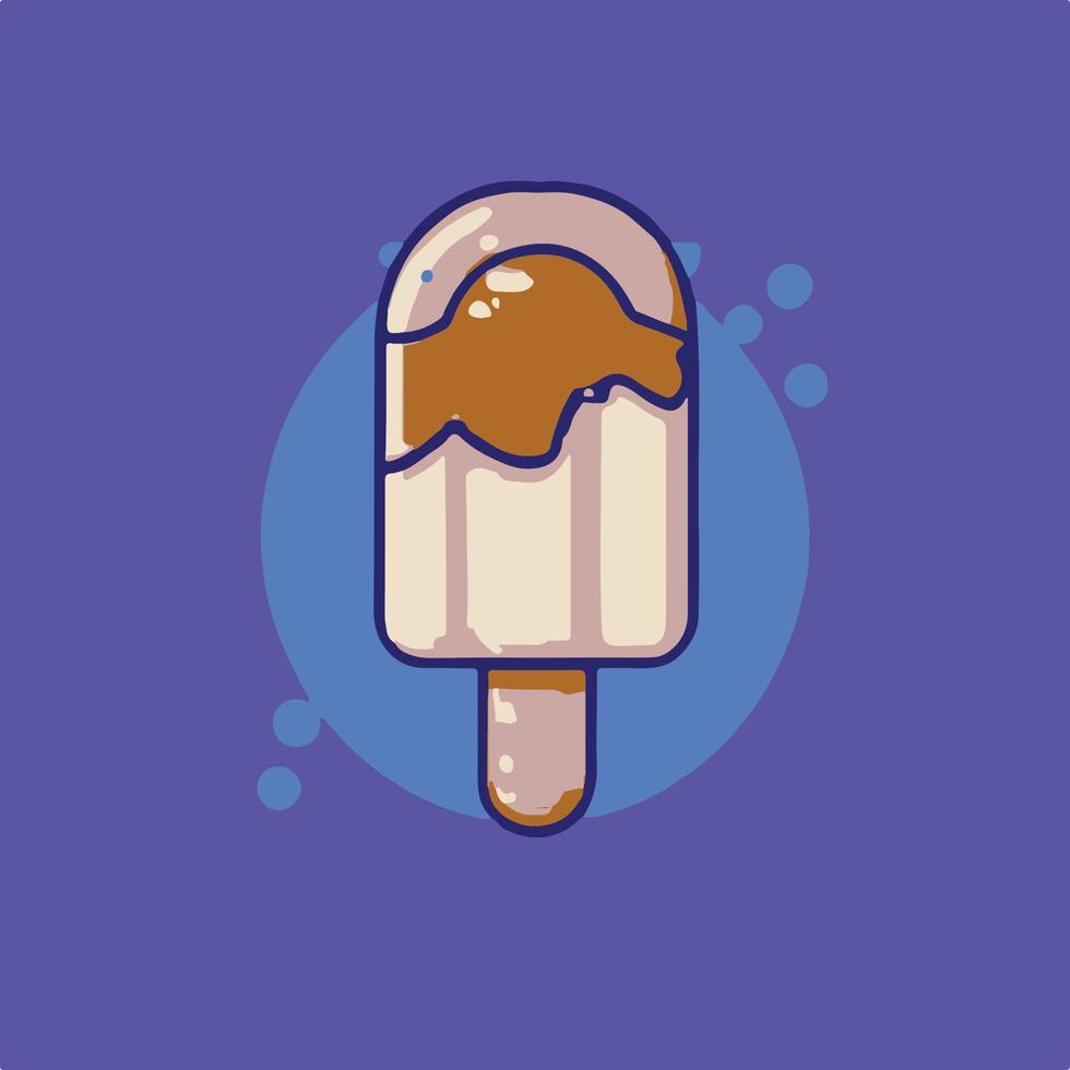 delicious ice cream illustration in flat cartoon icon style vector