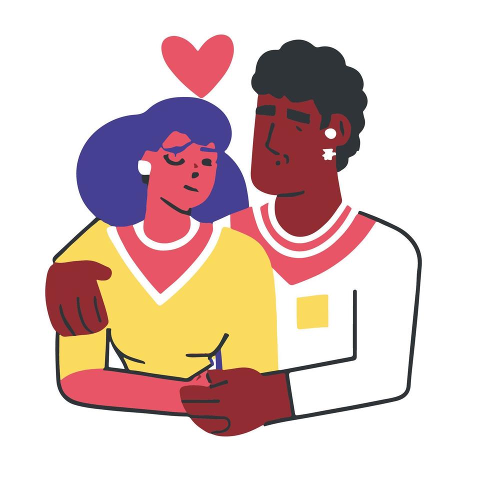 couples in love illustration in flat cartoon icon style vector