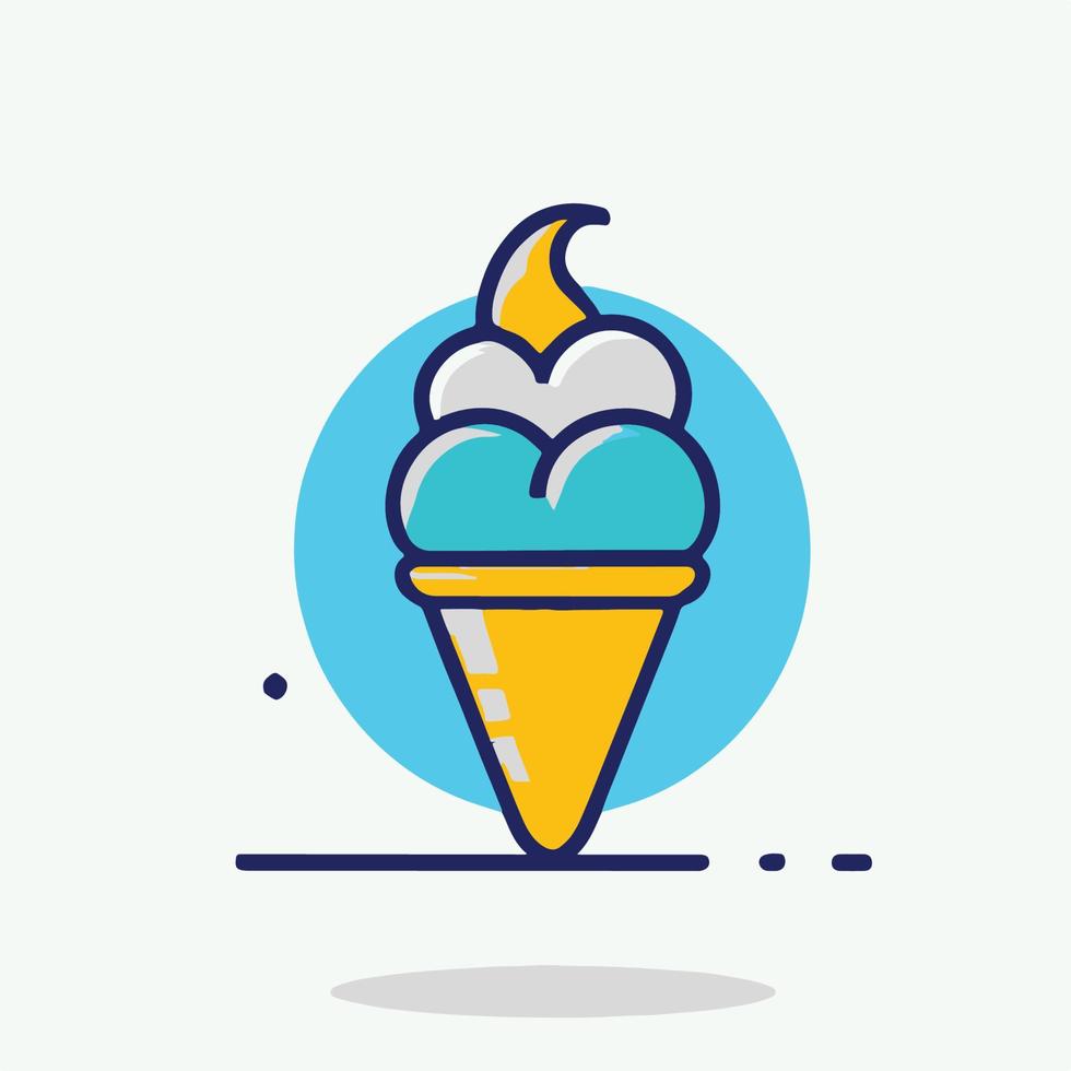 deliciosa ilustración de helado en estilo de icono de dibujos animados plana vector