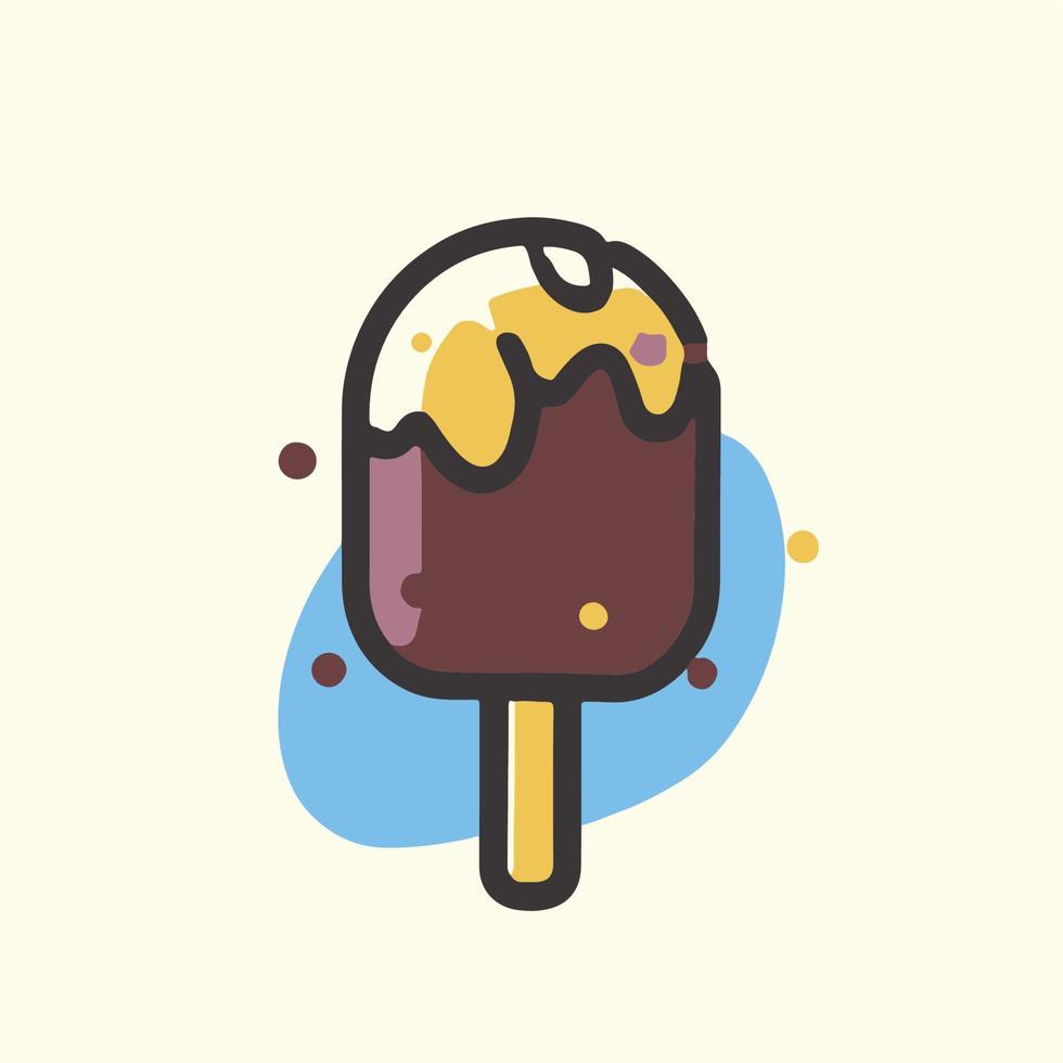 deliciosa ilustración de helado en estilo de icono de dibujos animados plana vector