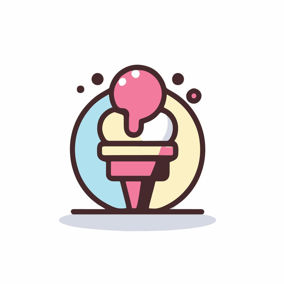 delicious ice cream illustration in flat cartoon icon style vector