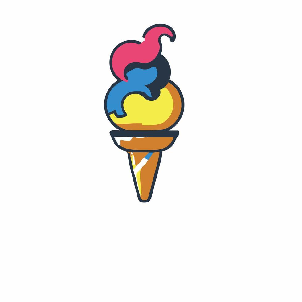 deliciosa ilustración de helado en estilo de icono de dibujos animados plana vector