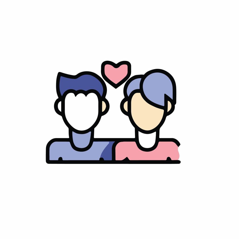 couples in love illustration in flat cartoon icon style vector