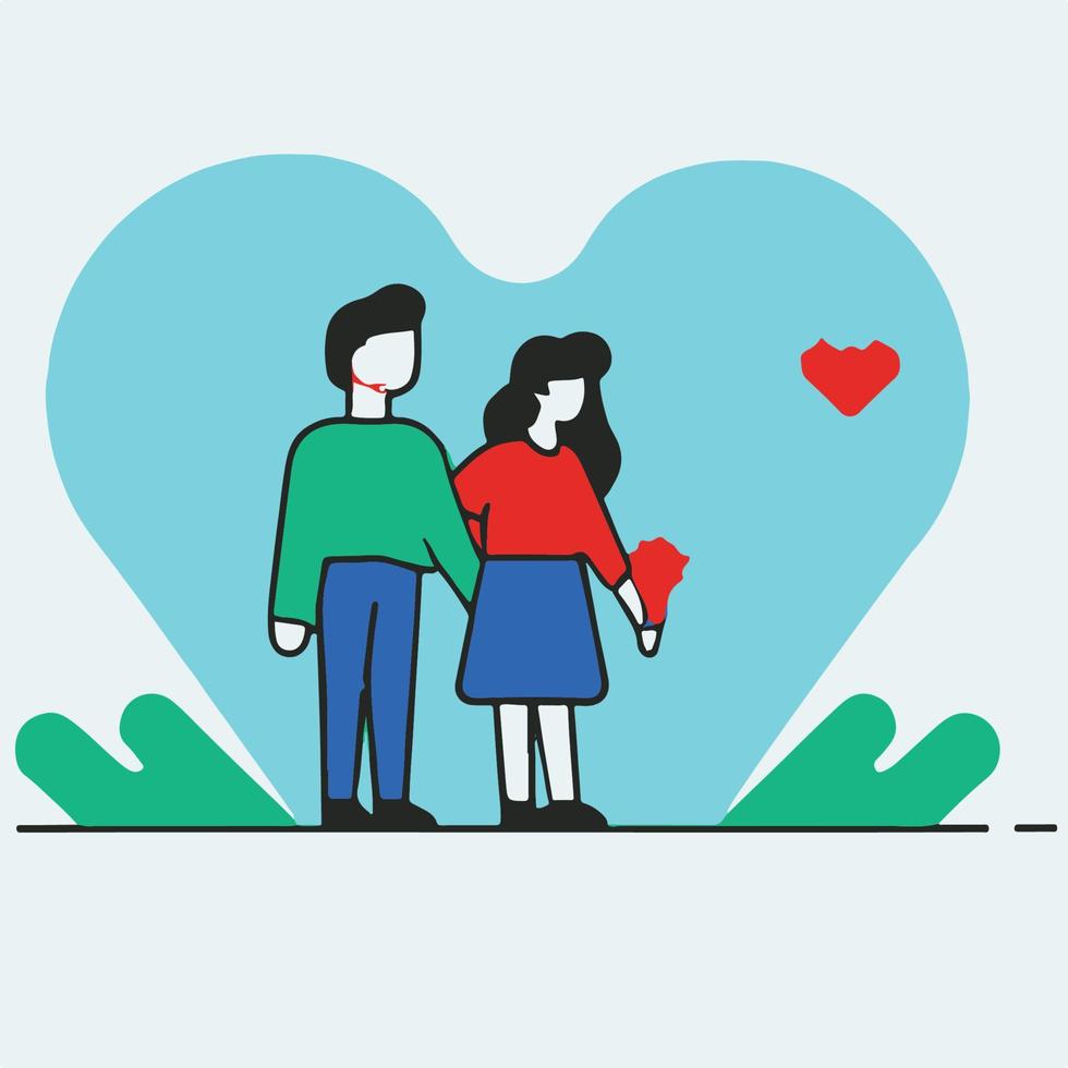 couples in love illustration in flat cartoon icon style vector