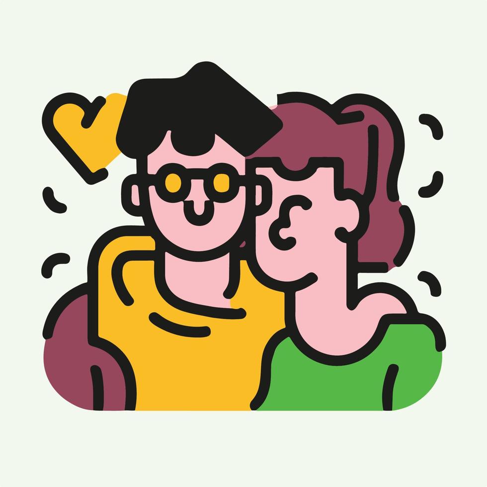 parejas enamoradas ilustración en estilo de icono de dibujos animados plana vector