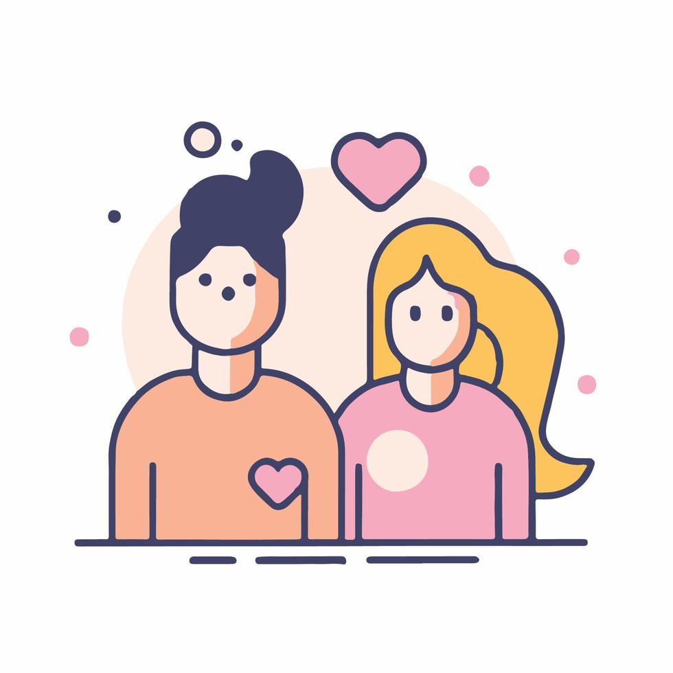 parejas enamoradas ilustración en estilo de icono de dibujos animados plana vector