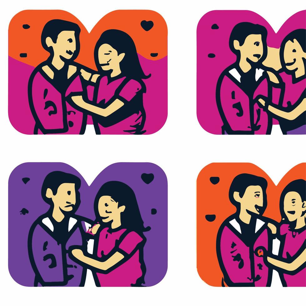 couples in love illustration in flat cartoon icon style vector