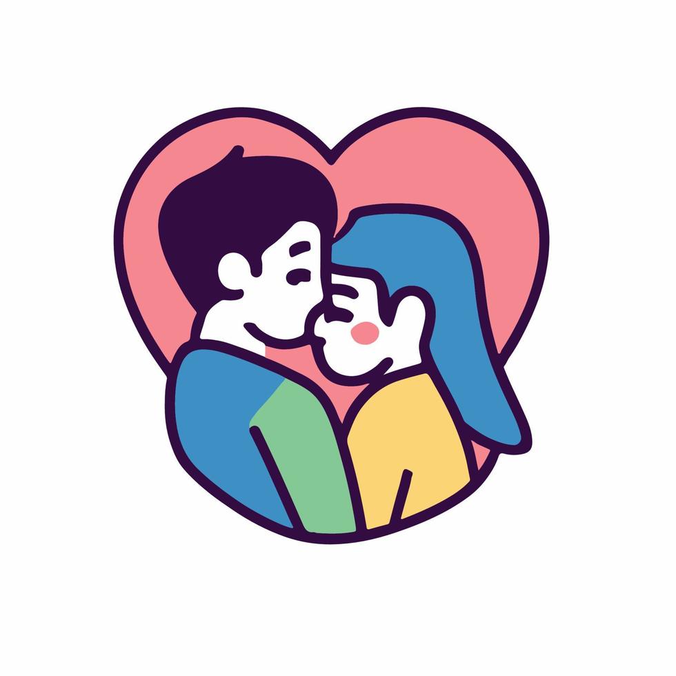 parejas enamoradas ilustración en estilo de icono de dibujos animados plana vector