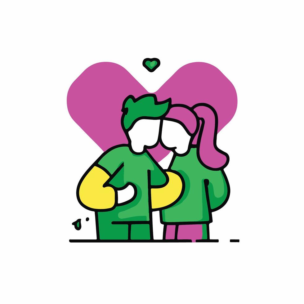 parejas enamoradas ilustración en estilo de icono de dibujos animados plana vector