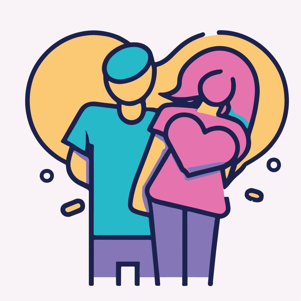 couples in love illustration in flat cartoon icon style vector