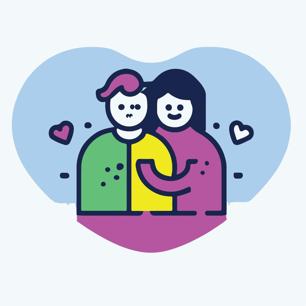 couples in love illustration in flat cartoon icon style vector