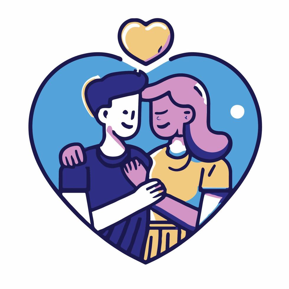 couples in love illustration in flat cartoon icon style vector