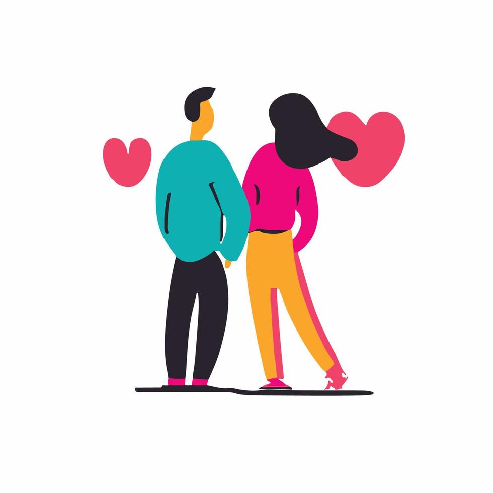 couples in love illustration in flat cartoon icon style vector