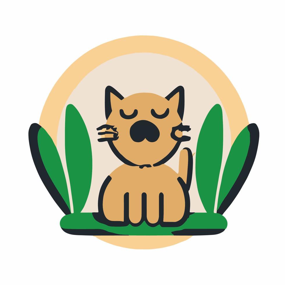 vintage animal illustration in flat cartoon icon style vector