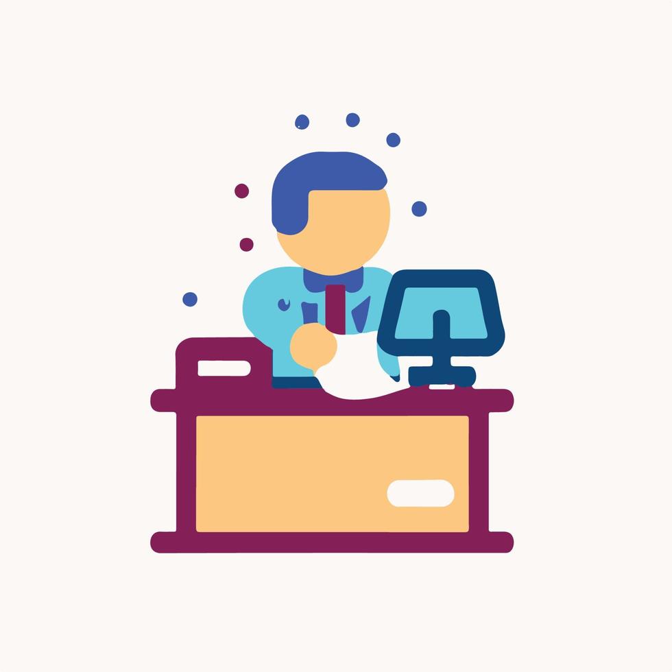 vintage people in the office illustration in flat cartoon icon style vector