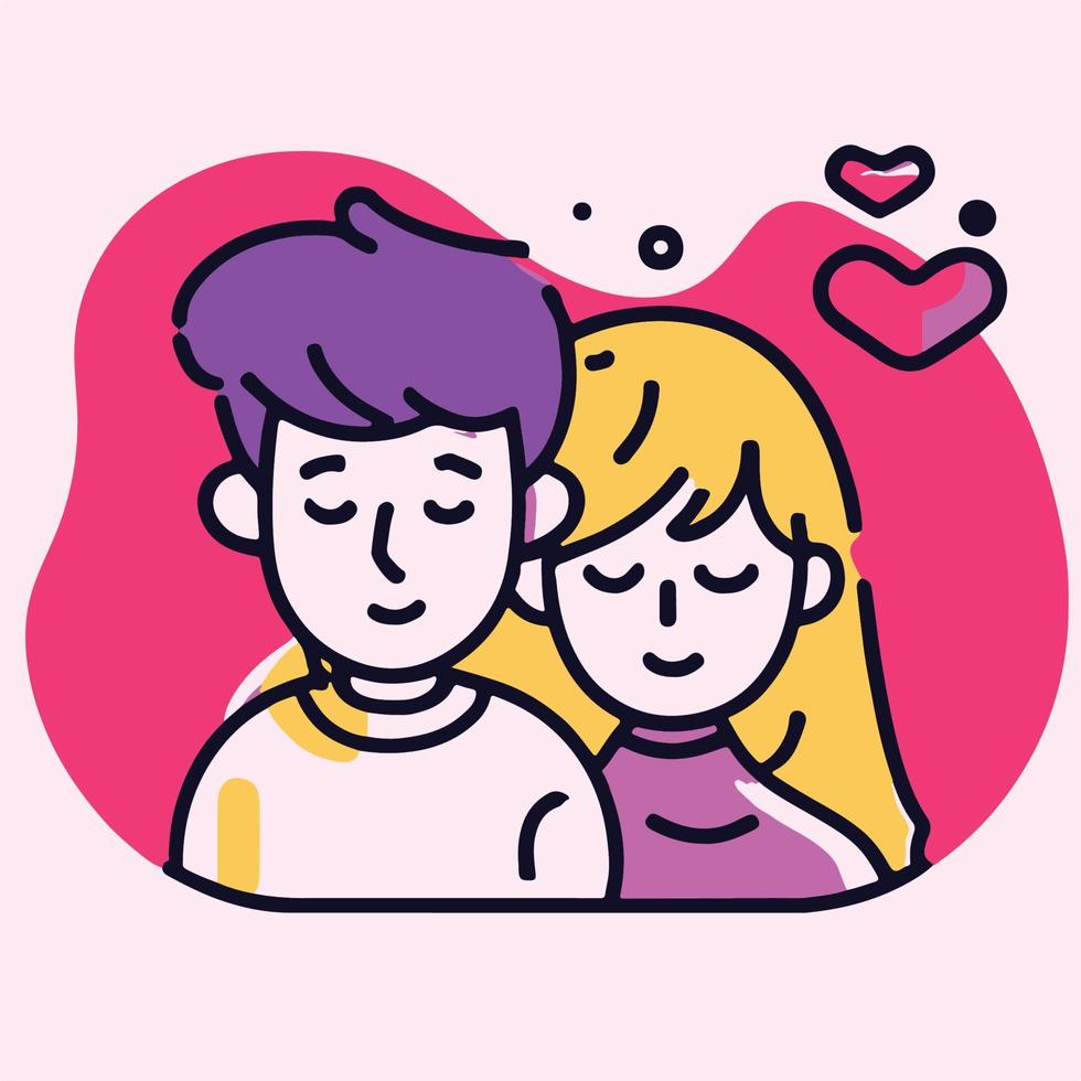 couples in love illustration in flat cartoon icon style vector