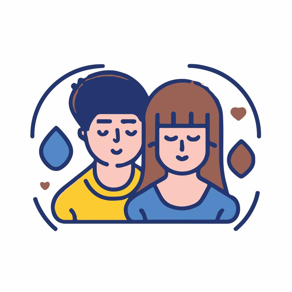 couples in love illustration in flat cartoon icon style vector