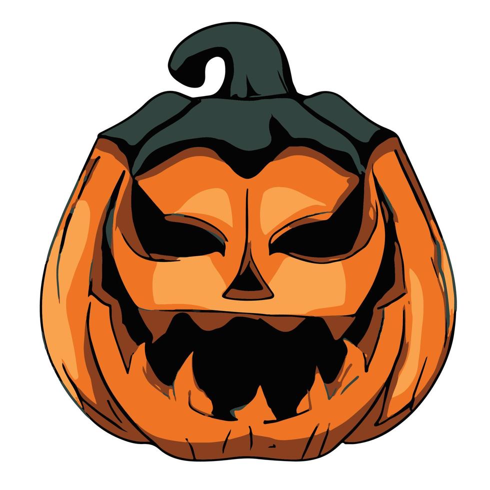 vintage Halloween illustration in flat cartoon icon style vector