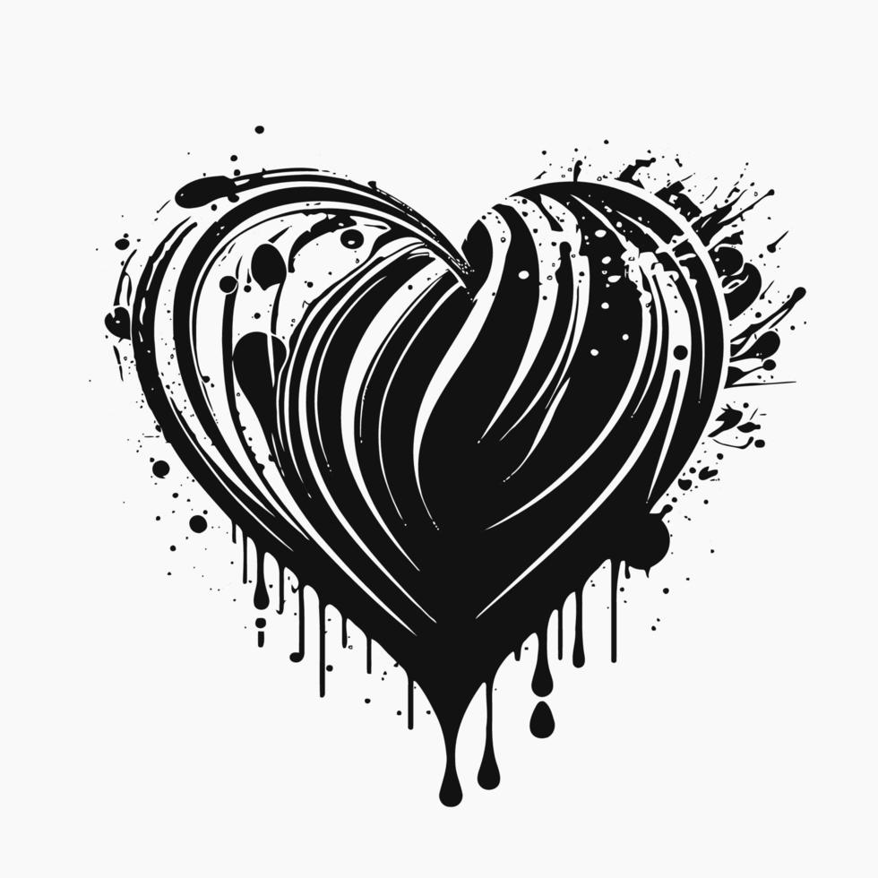 corazón, mano, dibujado, corazón, icono, señal, -, cepillo, dibujo, caligrafía, corazón, negro, corazón, símbolo, -, corazón, caricatura, vector, ilustración vector