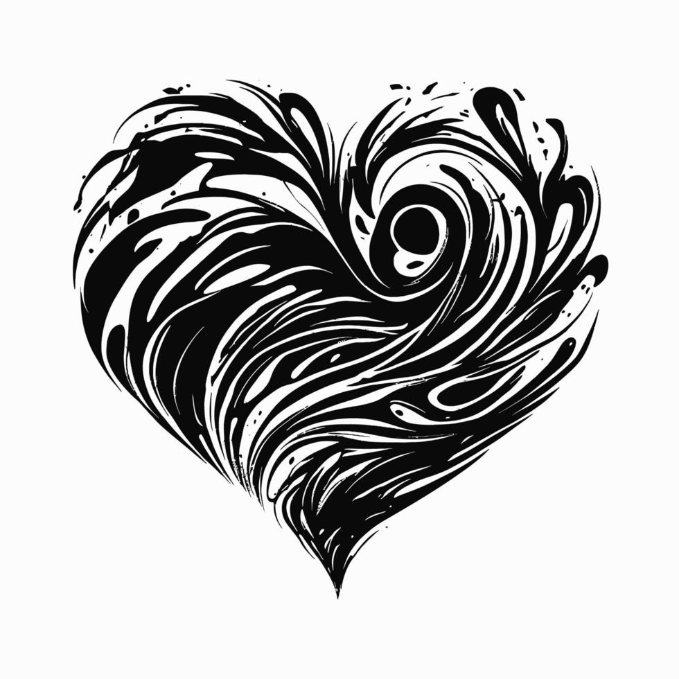 Heart Hand drawn heart icon sign - Brush drawing calligraphy heart black heart symbol - Heart cartoon vector illustration