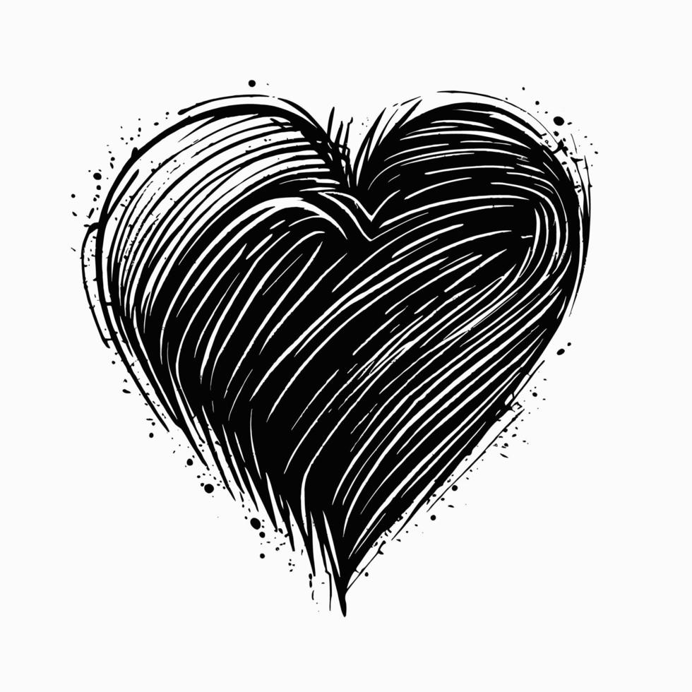 Heart Hand drawn heart icon sign - Brush drawing calligraphy heart black heart symbol - Heart cartoon vector illustration
