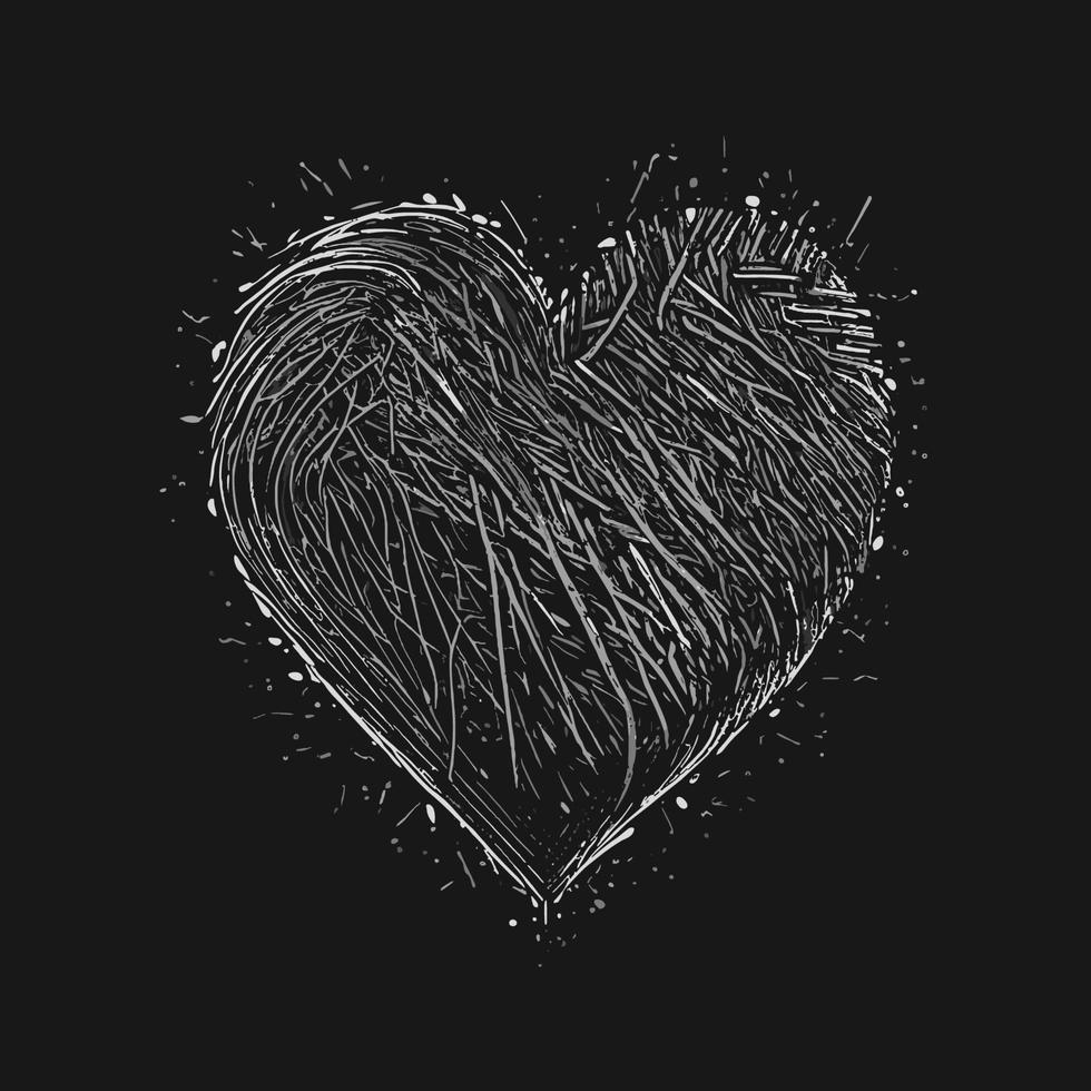 Heart Hand drawn heart icon sign - Brush drawing calligraphy heart black heart symbol - Heart cartoon vector illustration