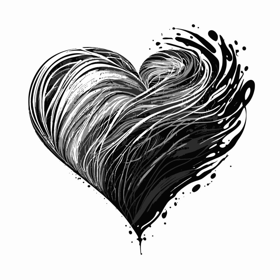 Heart Hand drawn heart icon sign - Brush drawing calligraphy heart black heart symbol - Heart cartoon vector illustration