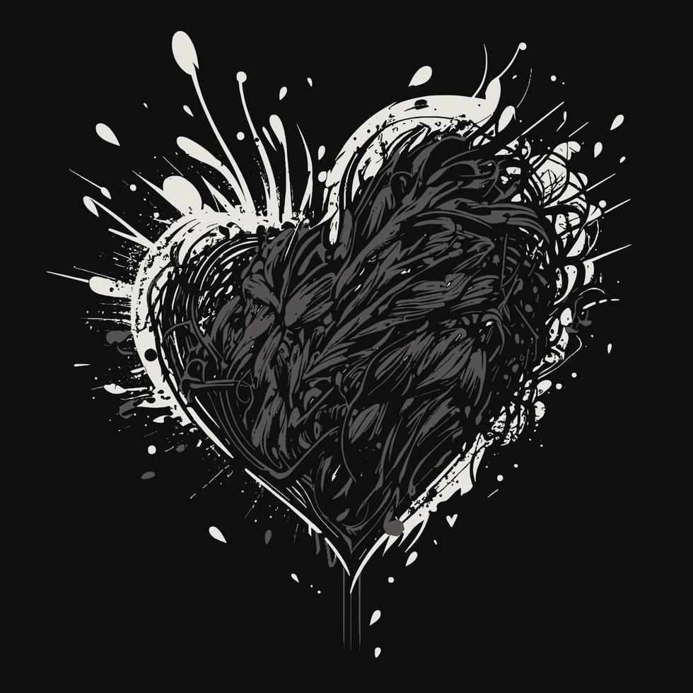 corazón, mano, dibujado, corazón, icono, señal, -, cepillo, dibujo, caligrafía, corazón, negro, corazón, símbolo, -, corazón, caricatura, vector, ilustración vector