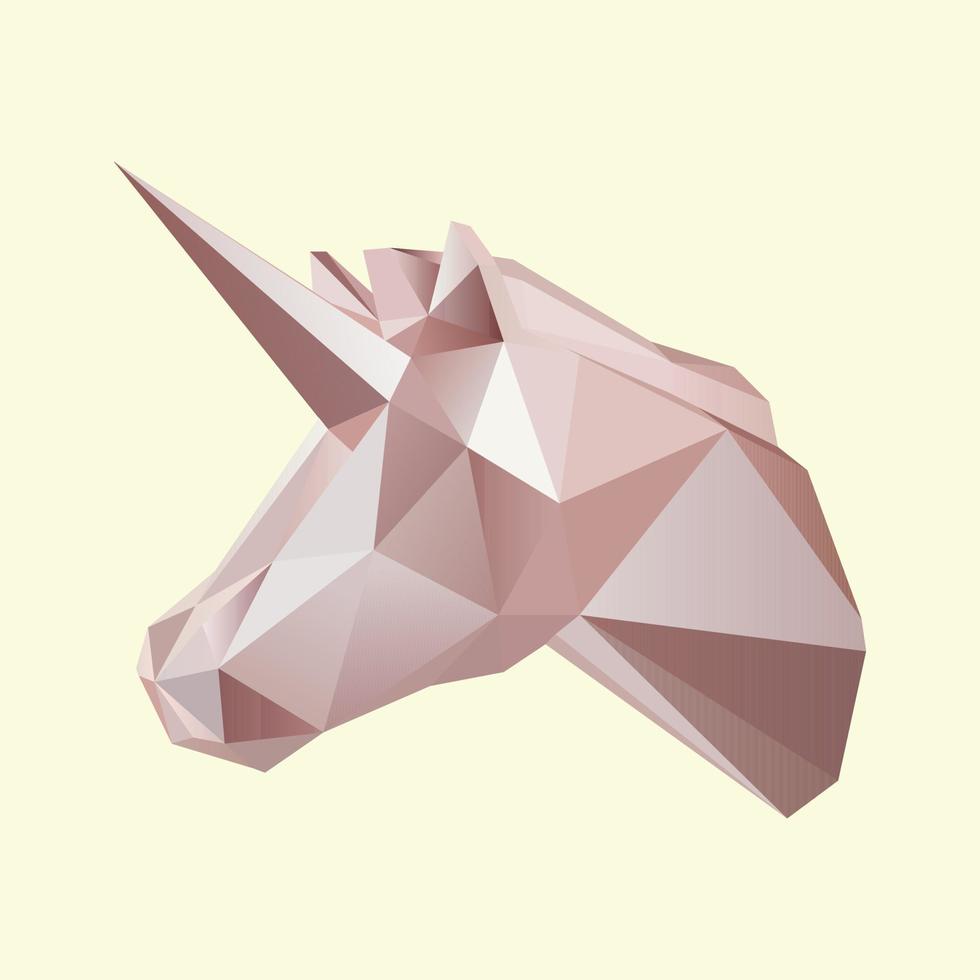 Vector polygonal triangular illustration of unicorn head. Origami style outline geometric unicorn.