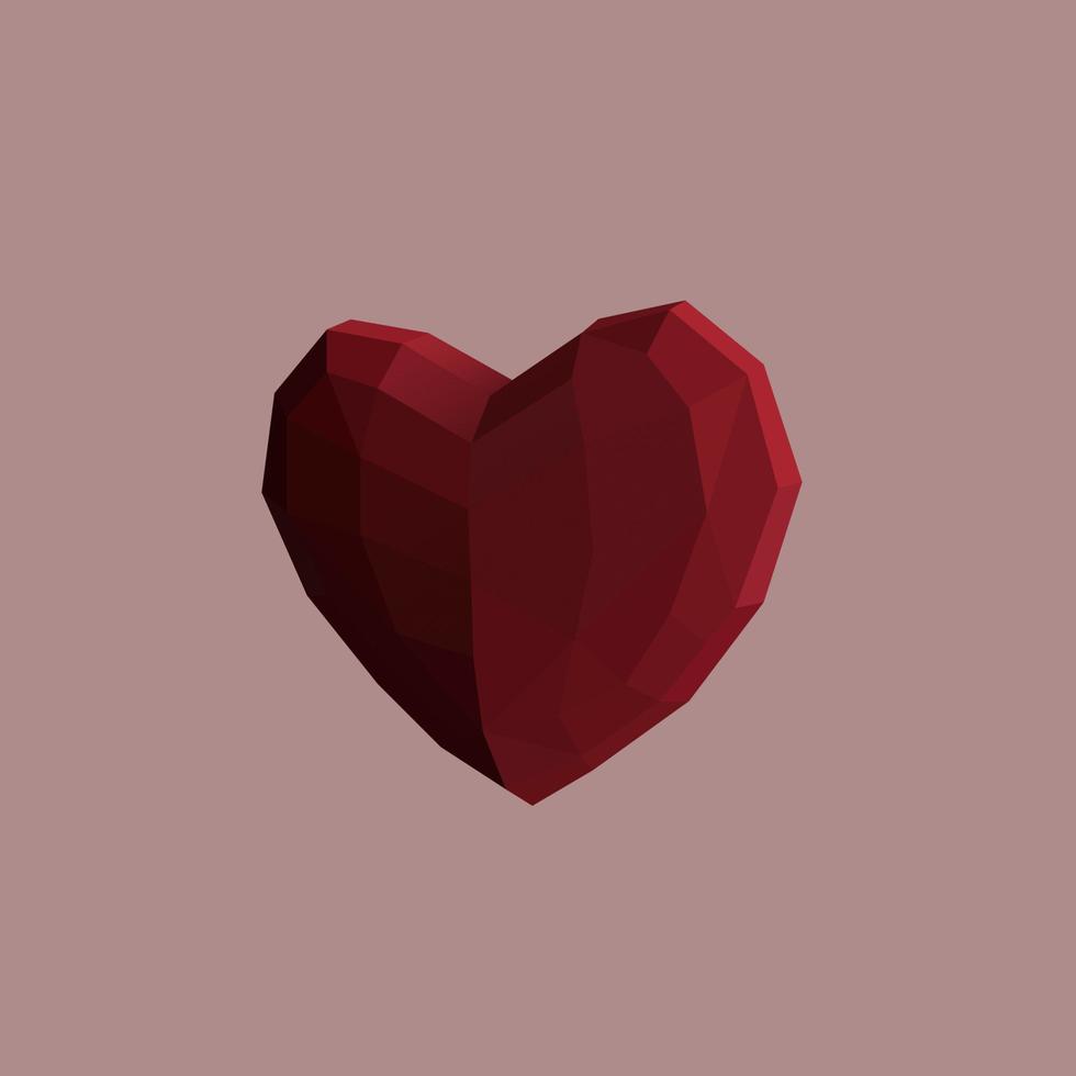 red heart  of Geometric rumpled triangular low poly origami style gradient graphic illustration. Vector polygonal design for your business.