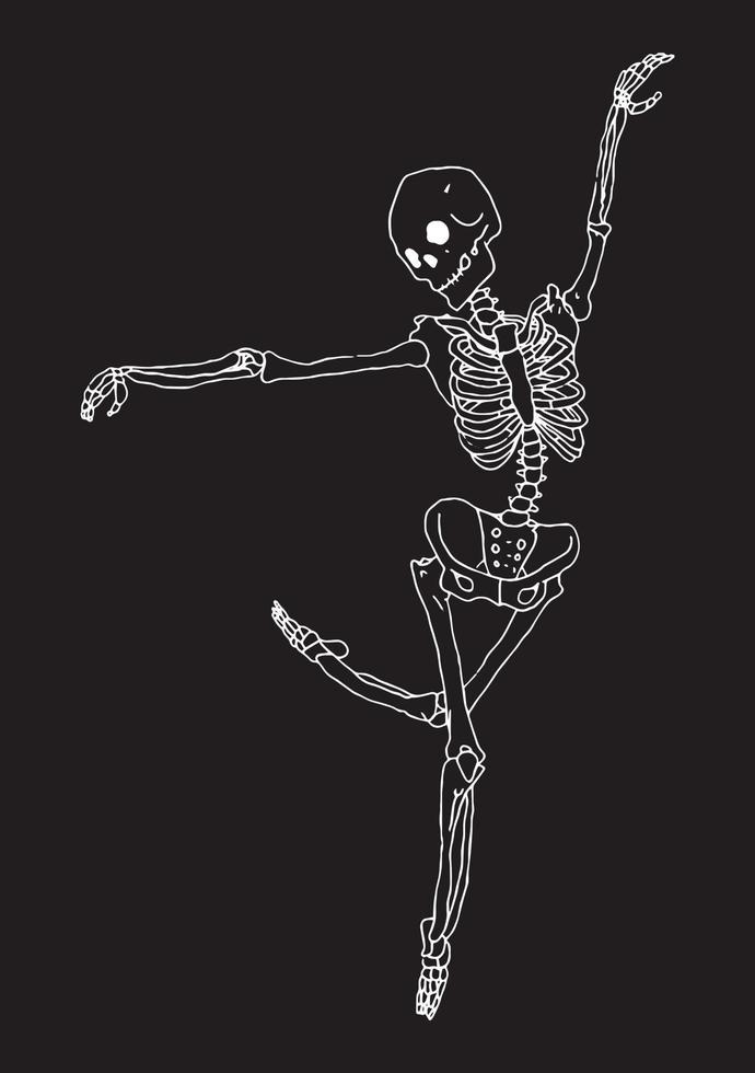 Dancing skeleton ballet dancer. Inspirational vector illustration