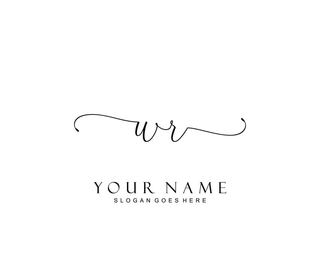Initial WR beauty monogram and elegant logo design, handwriting logo of initial signature, wedding, fashion, floral and botanical with creative template. vector
