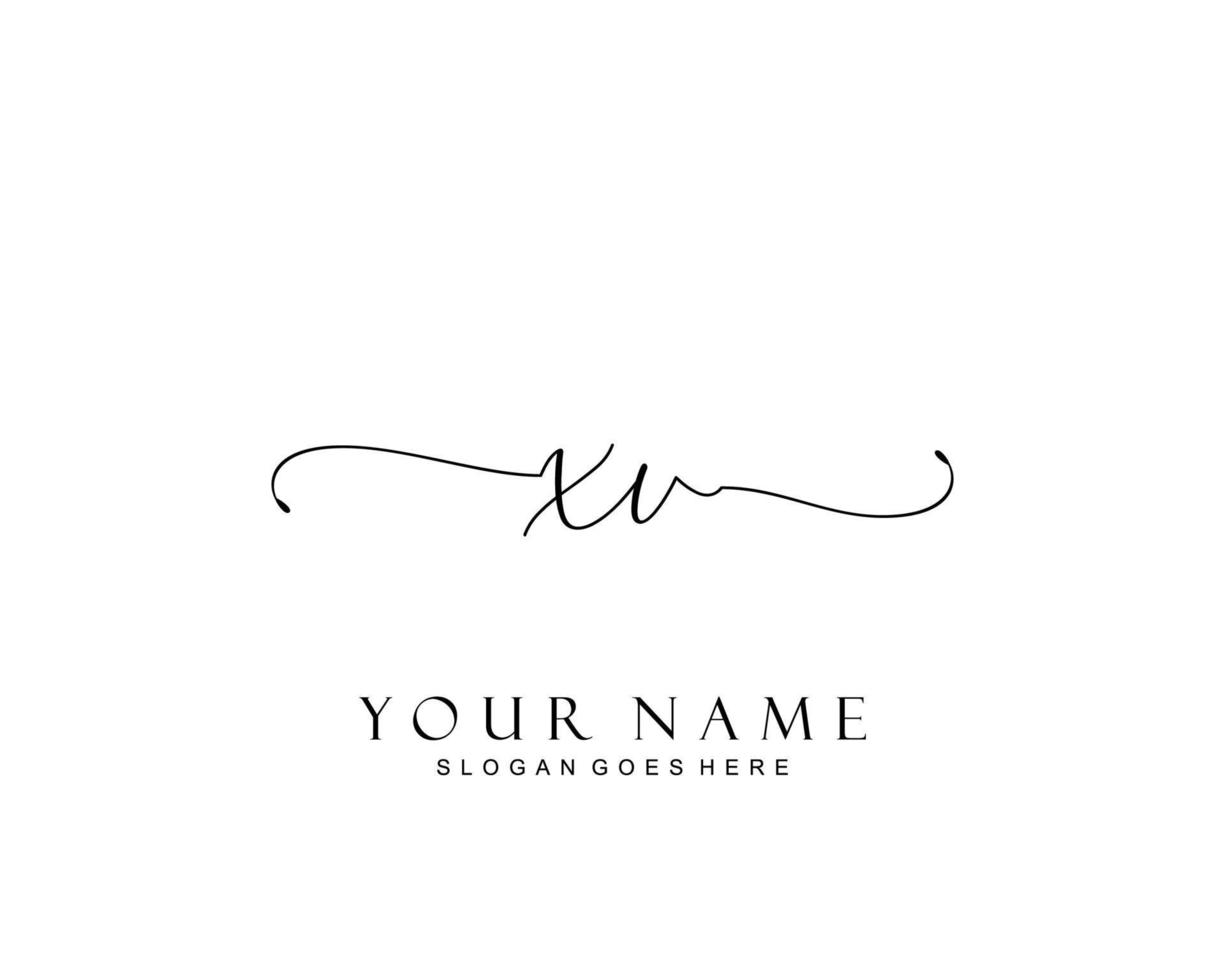 Initial XV beauty monogram and elegant logo design, handwriting logo of initial signature, wedding, fashion, floral and botanical with creative template. vector